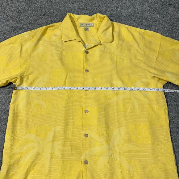 Tommy Bahama Yellow Palm Tree 100% Silk Short Sleeve Button Up Shirt Size XL - Picture 4 of 6